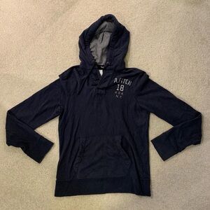 Abercrombie Fitch Blue Hoodie Sweatshirt Muscle Mens Size L Kangaroo Pocket